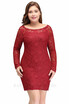 MisShow Women Plus size Short Evening Dresses Vestidos Long Sleeve Vestido De Renda Red Lace Cheap Evening Party Dress 2018