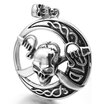 Hpolw Mens Stainless Steel 316L Silver Pirate Skull Irish Celtic Knot Pendant Necklace with 23 inch Chain