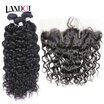 8A Peruvian Water Wave Virgin Hair With Lace Frontal Closure 3 Bundles Wet And Wavy Curly Human Hair Weaves And Closures 4 Pcs Lot
