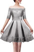 A-line Off-shoulder Half Sleeves Short Lace Appliques Prom Dresses
