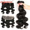 Peruvian Virgin Hair Body Wave With Lace Frontal Unprocessed Human Hair With Frontal 13x4 Free Part Closure