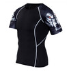 New Compression Shirt Splicing Sleeve Fitness Men Wolf Skull Anime 3D T Shirt MMA Short Sleeve Crossfit Bodybuilding Tee Shirt