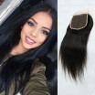 130 Density Straight Brazilian Human Hair Free Part 44 Full Top Lace Closure Hair Weave Extension Natural Black Color for Adults