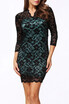 Womens Lace Dress Scalloped Neck 34 Sleeve Cocktail Dress Homecoming Dress