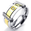 Hpolw Mens Cubic Zirconia Stainless Steel Rock crystal Ring Charm Elegant superior quality Wedding ring