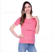 2018 New harness home two round neck short sleeve stripes pregnant women breastfeeding T-shirt fashion pregnant women clothing