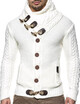 Mens Pure Color Front Button Knitted Coat