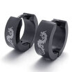 Hpolw Mens Unique Stainless Steel Dragon Huggie Hinged Hoop Earrings Set 2pcs Color Black