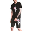 Damaizhang Men T-shirt With Short Pants Cotton Printed Hip Pop Shirt Summer Cotton Casual Tee Breathable Trousers