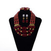 3 Rows Red Imitation Coral Beads African Jewelry Set Nigerian Wedding Bridal Beads African Crystal Beads Jewelry Set Necklace