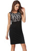 Vintage Floral Lace Patchwork Color Block Sleeveless Black Pencil Dress Homecoming Dress