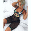Women Swimsuit Bandage Bikini Set Push-up Padded Bra Fishnet Shorts Bathing Suit