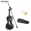 ammoon 34 Student Violin Metallic Black Equipped with Steel String w Arbor Bow Case for Beginners Music Lovers