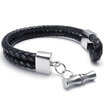 Hpolw Mens Black Leather Bracelet Stainless Steel Clasp 10mm - 8" 85" 9" inches