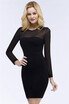 Sheath Long Sleeves Sheer Neckline Short Black Homecoming Dresses