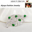 Aiyaya Platinum Plated Leaf Waterdrop High Quality Cubic Zircon Hollow Brooches Bling 4 Colors to Choose