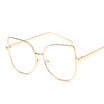 Fashion Women Metal Oversize Glasses Cat Eye Frame Men Clear Lens Eyeglasses Plain Mirror Oculos de grau