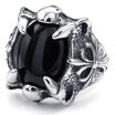 Hpolw Mens High Quality Black Stonecrystal Mens Rings fashion Jewelry Gothic Vintage Gothic Dragon Claw Cross Skull ring
