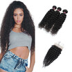 7A Quality Kinky Curly Hair With Baby Hair With Closure 3 Bundles Brazilian Kinky Curly Virgin Hair With Closure 100 Human Hair