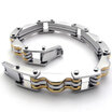 Hpolw Gold&Silver Stainless Steel Jewelry Fashion Cool Black Motor Biker Mens Bolt buttoned Bracelet