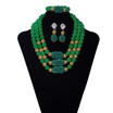 3 Rows Green India Women Jewelry Set Nigerian Coral Beads Statement Necklace African Bridal Costume Jewellery Set free shipping