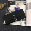 2018 New Lovely Lady Purse Simple Small Zero Purse Women with A Button Grinding Sand Leather Card Class Student Wallet