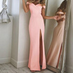 Womens Long Off-Shoulder Evening Dress with Slit