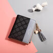 PU Leather Women Wallets Tassel Diamond Lettice Patchwork Ladies Short Wallet Money Clip