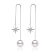 Luxury Statement Cubic Zirconia Simulated Pearl Snowflake Cute Drop Earrings For Women Fashion Ladies Jewelry WHEG43
