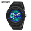SANDA Men Analog Quartz Digital Watch Dual Display Waterproof Sports Watches for Men Silicone LED Electronic Watch