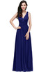Lace A-line Long Evening Prom Formal Dresses V-neck Party Pageant Bridesmaid Gown Chiffon Dress