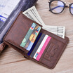 Retro Tri-fold Mens Short Wallet Simple Mens Large Capacity Soft Leather Wallet
