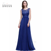 Cheap Under 50 Navy Blue A-line lace evening dresses Women sleeveless long evening dress chiffon formal party dress 4 Styles