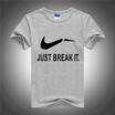 New Mens Fashion Casual Short SleeveJUST BREAK IT Print Cotton Plain Lined Slim Sport T-Shirt