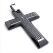Hpolw Mens&Womens Stainless Steel Casting Black Spanish Lords Prayer Cross Charm Pendants Jewery Necklace18-26 inch Chain