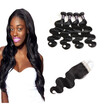 Ishow Hair 7A Malaysian Body Wave Human Hair 4 Bundles With Closure With Baby Hair Free Middle Three Part Closure Weave Extensions