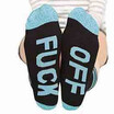 Man&39s Cotton Casual Letters Fuck Off Printed Stripe Breathable Middle Socks