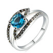 New Luxury Sliver Color Blue CZ Crystal Ring Cocktail Party Rings Fashion Jewelry For Women R639
