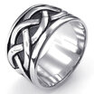 Hpolw Mens Stainless Steel Weave deft design Ring&Vintage fashion Celtic Knot comfortable Black&Silver rings