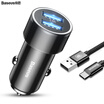 Baseus Car Charger Car Cigarette Lighter Car Charger Car Charger 34A Dual U Data Line Universal Ambient Light Type-C Car Charger Set Black