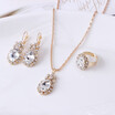 3 Piece Sets Exquisite Poetic Jewelry Set Diamond Earring Ring Necklace Daisy Romantic Wedding Set