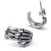 Hpolw Stainless Steel Mens Skull Stkeleton Stud Earrings Set 2pcs Color Silver Black