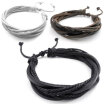 Hpolw 3pcs Mens Womens Leather Bracelet Surfer Wrap Bangle fit 8-9 inch Black Brown White