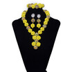 Handmade Yellow Multilayer Beaded Necklace African Wedding Beads Bridal Jewelry Set Women Party Nigerian Crystal Jewelry Set