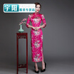 Silk sleeves long cheongsam slim performance catwalk welcome ceremonial cheongsam dress large size retro