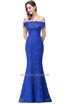 Cheap Price Elegant Crystal Beaded Red Royal Blue Lace Mermaid Long Evening Dresses 2018 Prom Party Dress Robe De Soiree Longue
