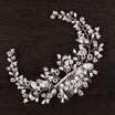 Jonnafe Tiny Beaded Pearls Wedding Hong Hair Comb Jewelry Silver Leaf Bridal Headpiece Hair Vine Women Prom Accessories