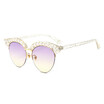 SHAUNA Venetian Pearl Decoration Half Frame Women Cat Eye Sunglasses Fashion Pearl Effect Frame Ladies Clear Lens Shades UV400