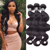 7A Brazilian Virgin Hair 3 Bundles Body Wave Hair Weave Extensions Unprocessed Human Hair Piece Soft&Bouncy 1B Color