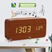 TIMESS alarm clock mute LED electronic clock 7 group chord music large capacity lithium battery life student clock MP M1-C brown wood